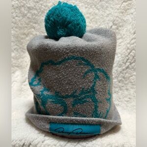 Danny Duncan Beanie Hat Cap Winter Gray with Turquoise & Signature